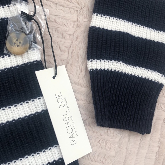 NEW Rachel Zoe Navy White Striped Knit Pullover Sweater - Picture 5 of 14